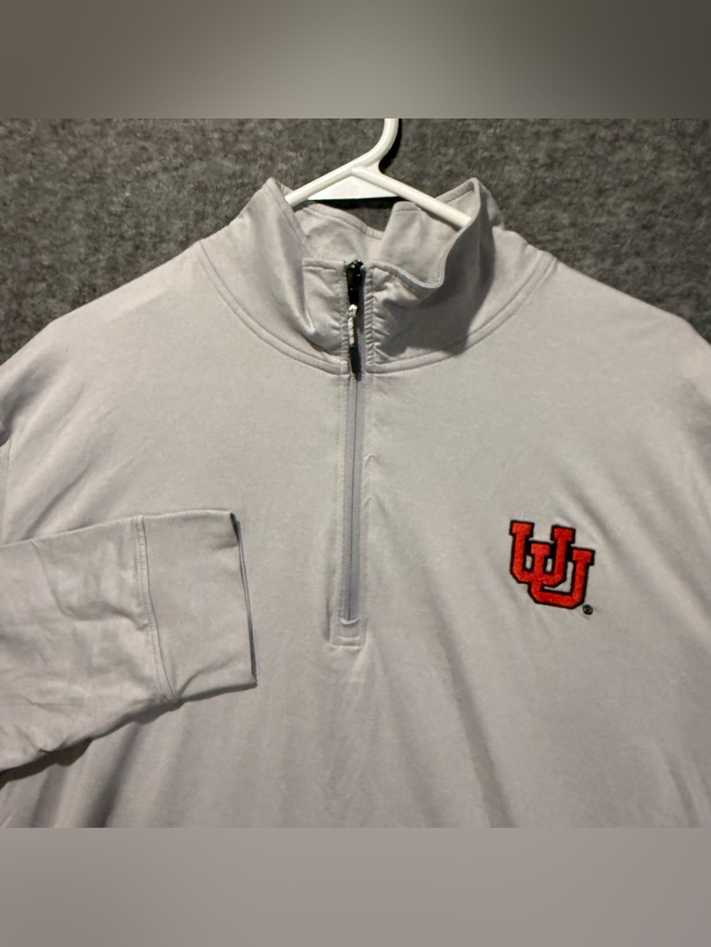 Utah Utes Long Sleeve Tee Shirt Mens L 42/44 Gray 1/4 Zip Lightweight Soft NWT